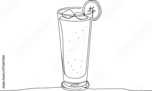 Elegant minimalist line art illustration of a refreshing daiquir