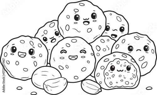 Adorable Peanut Butter Balls Character Illustration with Engagin