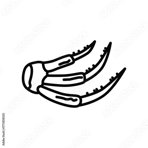 Three curved claws with a thick base outlined in bold black