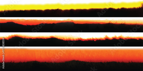 Photo Film Frame Burn Edges Colour Collection Number Eight as Modern Analog Devices Style Template - Fiery Orange Red and Yellow on White Background - Retro Graphic Design