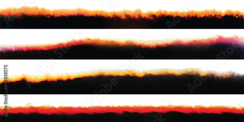 Photo Film Frame Burn Edges Colour Collection Number Fourteen as Modern Analog Devices Style Template - Fiery Orange Red and Yellow on White Background - Retro Graphic Design