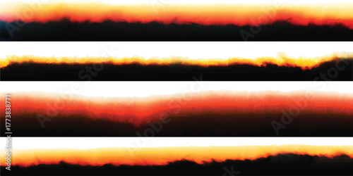 Photo Film Frame Burn Edges Colour Collection Number Ten as Modern Analog Devices Style Template - Fiery Orange Red and Yellow on White Background - Retro Graphic Design