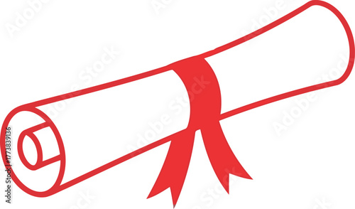Graduation diploma scroll red ribbon festive achievement celebration vector