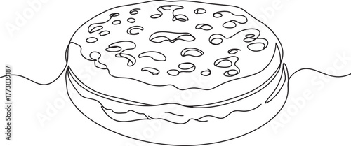 Elegant crumpet illustration in minimalist line art drawing styl