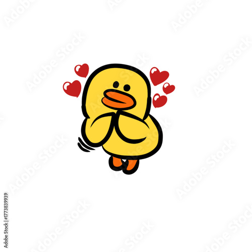Adorable Yellow Duck Expressing Love and Gratitude