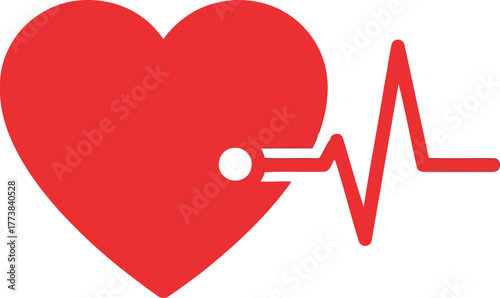 Red heartbeat pulse line graphic health care medical cardiogram icon vector