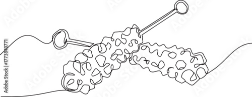 Elegant continuous line illustration of two rock candies, a swee