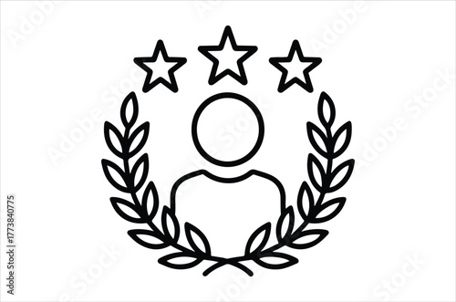 Award winning profile with laurel wreath and three stars design