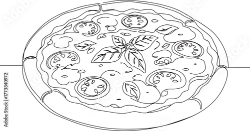 Minimalist Margherita Pizza Illustration Capturing Simplicity an