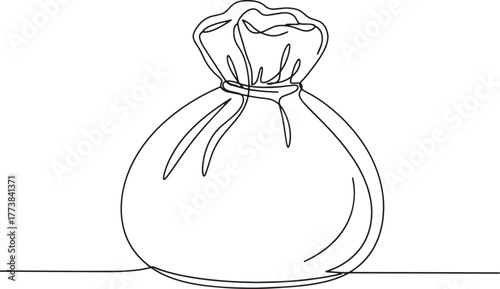 Elegant One-Line Drawing of a Fresh Burrata Cheese Pouch Illustr