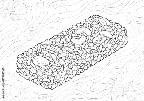 Detailed Granola Bar Illustration with Natural Elements for Crea