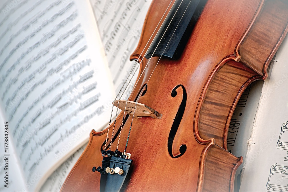 Naklejka premium Close up of a music violin