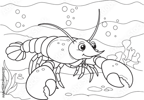 Whimsical Lobster Underwater Adventure: A Cartoon Crustacean's C