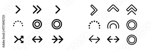 Various geometric shapes and arrows displayed in a clean layout for design and creative projects