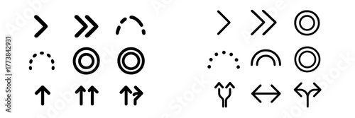 Directional symbols showing various movement patterns and indications for navigation and signaling