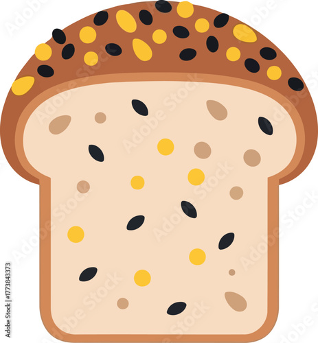 Artisan multigrain bread slice toasted with seeds and grains vector