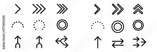 Various simple arrow and circle designs for clear directional guidance and visual mapping in creative projects