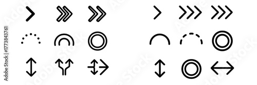 Various arrow designs showing direction and movement on a simple white background for graphic use
