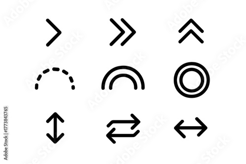 Arrow and shape icons suitable for various design and directional needs in digital projects