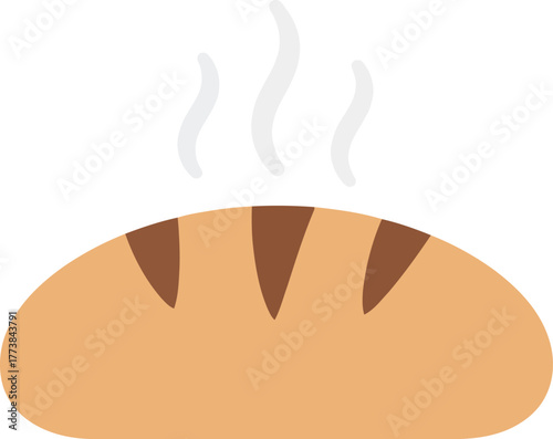 Freshly baked artisan bread loaf steam rising vector