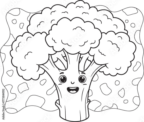 Whimsical Broccolini Cartoon Illustration with a Playful Express