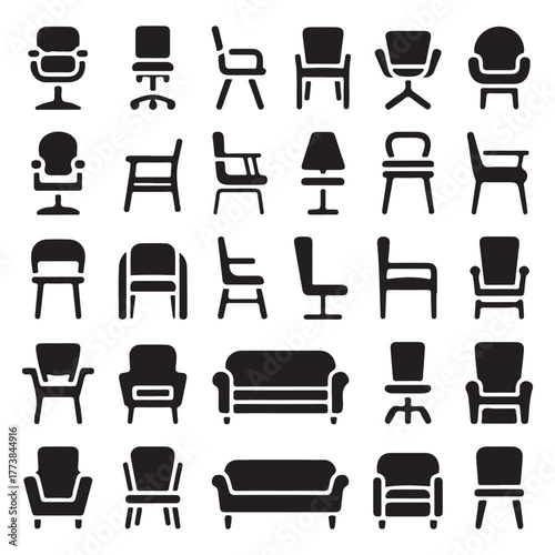 Chair & Seating icons set Vector
