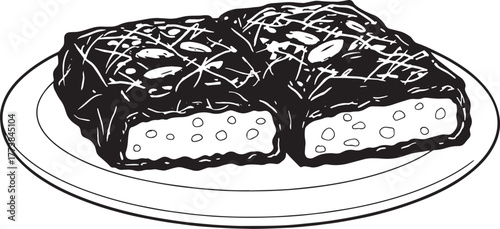 Delicious Knafeh Dessert Illustration with Creamy Filling and Nu
