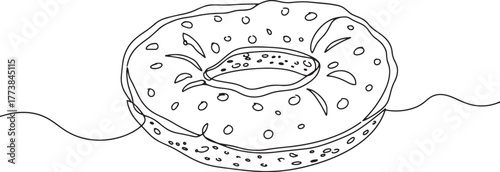 Unique line art depiction of sel roti, a traditional Nepali swee