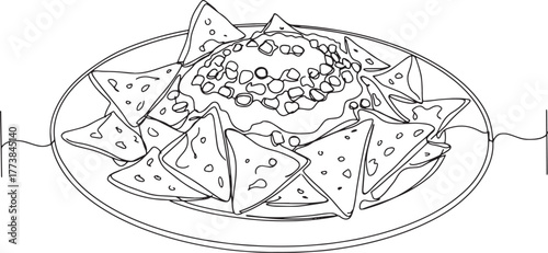 Creative Chilaquiles Line Art Illustration for Mexican Cuisine T