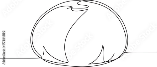 Minimalist Mochi Illustration: Single Continuous Line Drawing of