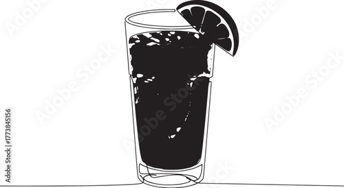 Minimalist illustration of a refreshing orange cocktail with gar