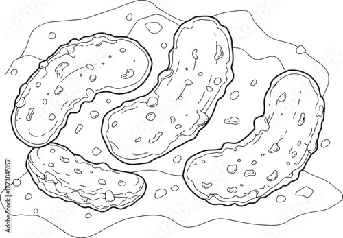 Monochrome illustration depicting a platter of crispy deep fried