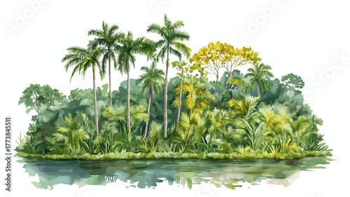 Amazon rainforest. Amazon rainforest hand drawn watercolor illustration