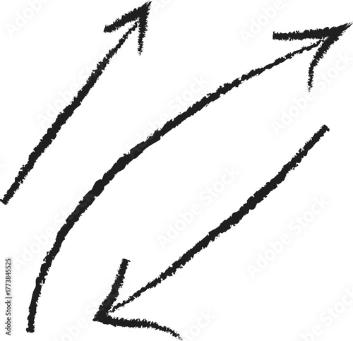 Hand drawn black arrows forming a cyclical diagram representing progress and continuous movement
