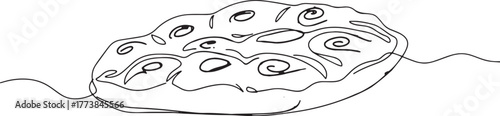 Single Line Drawing Illustration of Afghan Bolani Flatbread with