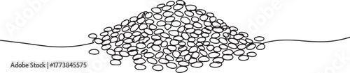 Elegant minimalist outline illustration showcasing a pile of nut