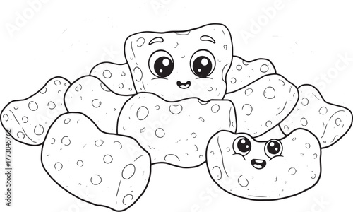 Adorable Cheese Puffs Character Grouping for Children's Coloring