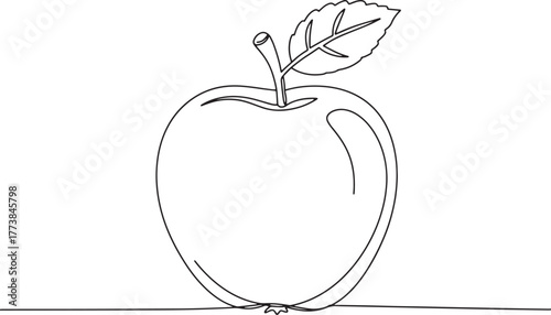 Elegant single line illustration of a pristine apple with delica