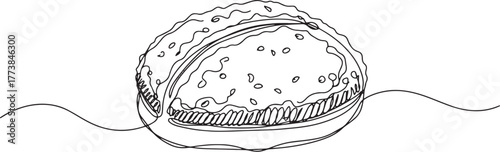 Minimalist Falafel Sandwich Line Art Illustration on Plain White