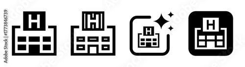 Hospital icon medical sign hospital nearby icon transparent PNG vector illustration representing healthcare service emergency location and medical facility concept design