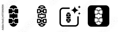 Skateboard icon and sport sign vector illustration showing skateboarding symbol in transparent PNG design for street, youth, and active lifestyle concepts