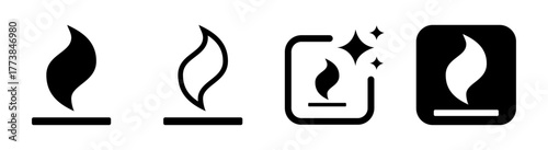 Flame icon with transparent background in vector PNG format featuring a dynamic fire sign and flaming symbol illustration representing heat energy passion or danger for use in safety alerts