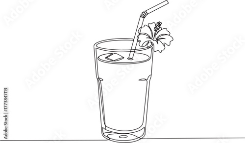 Monochrome illustration showcasing a refreshing summer beverage