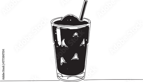 Vibrant dragon fruit smoothie illustration with a single line ar