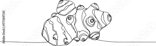 Elegant single line drawing of jerusalem artichoke against a bri