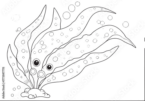 Intricate cartoon kelp illustration for creative coloring pages