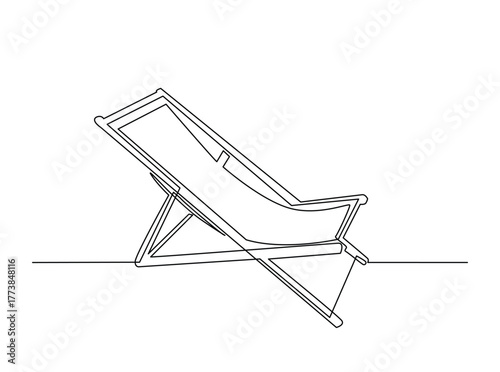 Beach Chair outline draw illustration. Continuous line art drawing of Cozy Beach Chair. Editable stroke.