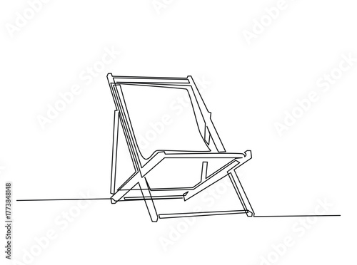 Beach Chair outline draw illustration. Continuous line art drawing of Cozy Beach Chair. Editable stroke.