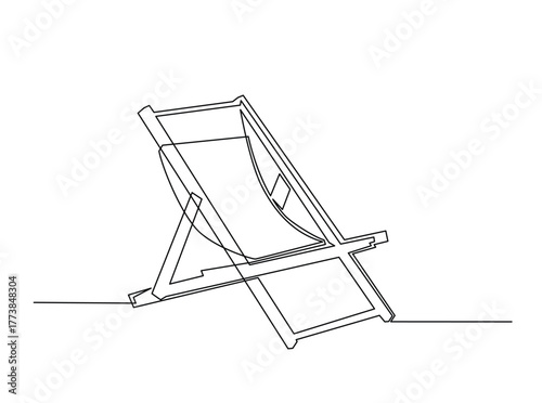 Beach Chair outline draw illustration. Continuous line art drawing of Cozy Beach Chair. Editable stroke.