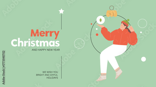 Christmas and New Year banner. Vector illustration for website banner, social media banner, greeting card, marketing material, abstract christmas design.